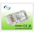 RJ45 network plug with plastic and gold plating for network cable